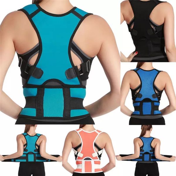 

posture corrector back brace & shoulder support trainer for pain relief fully adjustable clavicle belt straightener, Black;blue