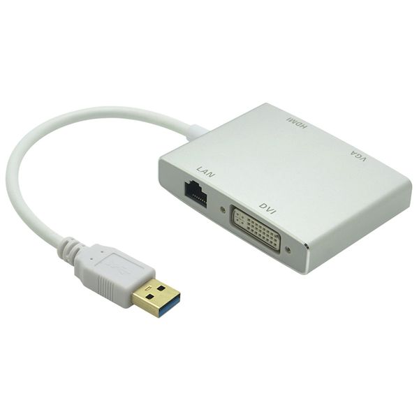 

4 в 1 Combo USB 3.0 Hub к HDMI 4K 30@HZ с VGA DVI RJ45 10/100/1000 Gigabit Ethernet кабель-адаптер для ноутбука