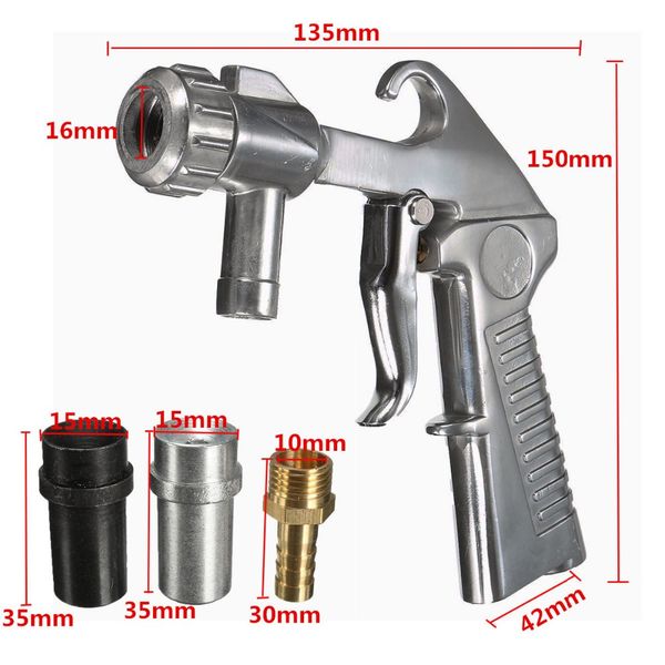 

sandblaster air siphon sand blasting feed blast gun w/metal nozzle tips abrasive with 2 nozzles