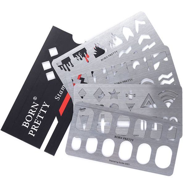 

born pretty 1pc full french nail tips star heart cross stamping guide templates stainless steel stamping template stencil tools, White