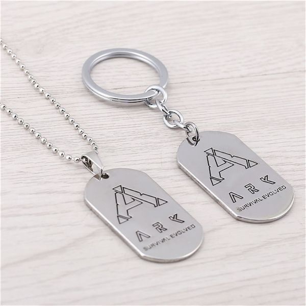 

12pcs/lot ark survival evolved keychain game dog tag key chain ring holder men jewelry birthday gift chaveiro porte clef trendy, Silver