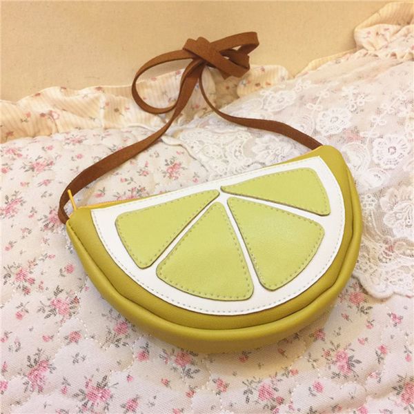 

wholesale child kids girls cute little lemon mini fruit bags handbag messenger shoulder bag candy coin handbags purse satchel