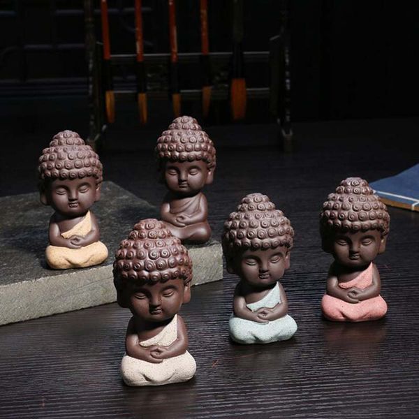 

home decoration tea set cute small buddha statue monk figurine mandala tea pet resin crafts decorative ceramic ornaments wholesale