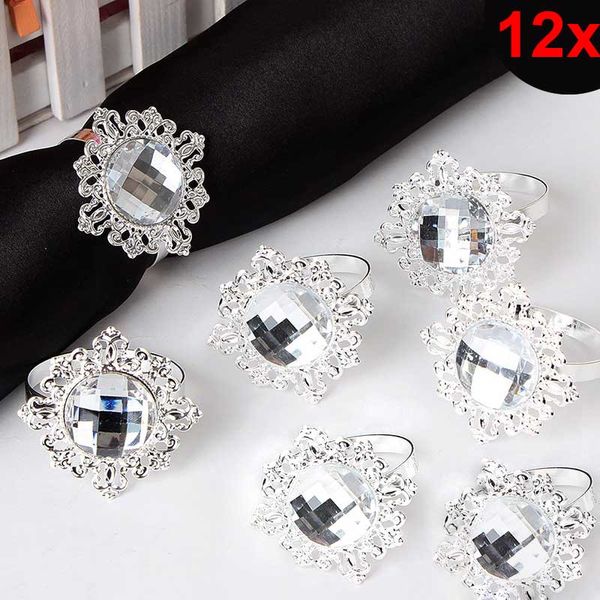 

12pcs bling acrylic napkin rings napkins holder wedding party banquet dinner christmas decor favor for drop shipping