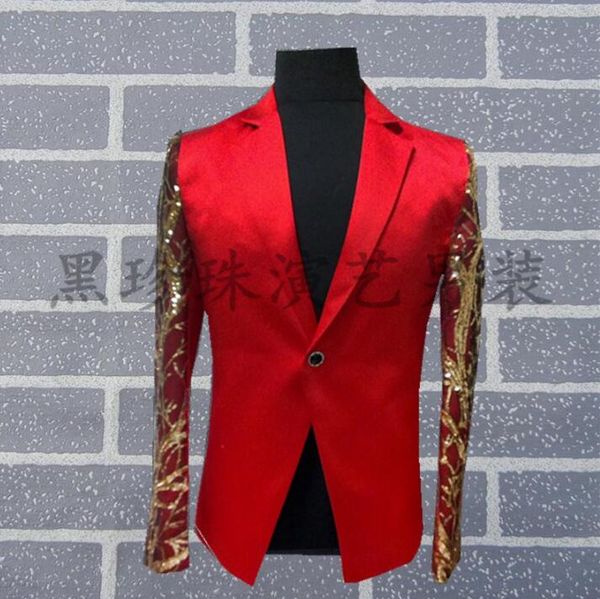 

red new men suits designs masculino homme terno stage costumes for singers men sequin blazer dance clothes jacket style dress, White;black