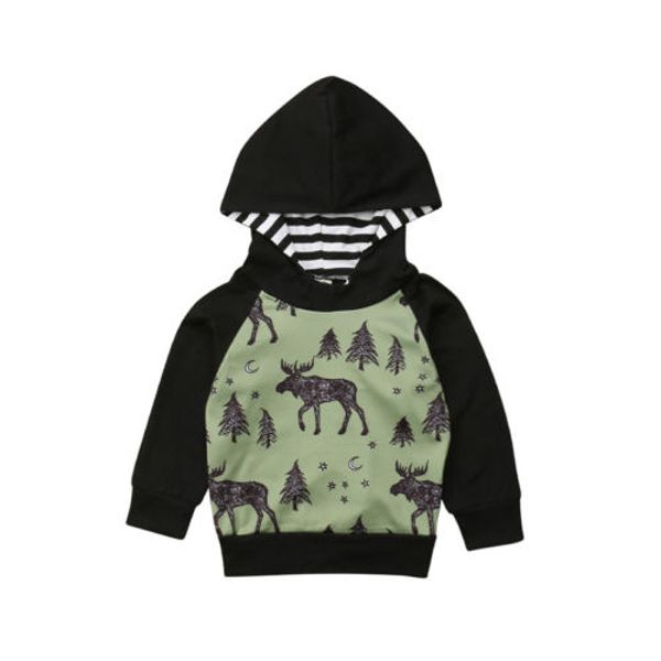

cool toddler boy reindeer print hooded sweatshirt long sleeve hoodies pullover jumper kids boys autumn cotton sweatshirt hoodies, Black