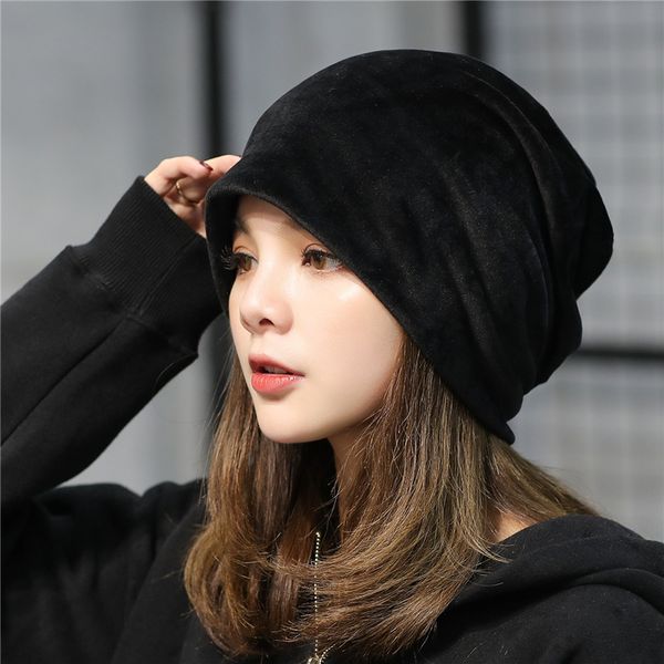 

2018 autumn winter plush hooded hat for women solid color month hat korean version head cap simple casual ear protect pile