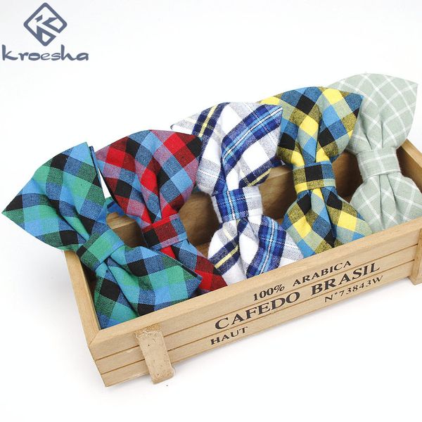 

cotton men's bow tie brand classic plaid tie bowtie for men leisure male business shirts cravats accessories sale, Black;blue