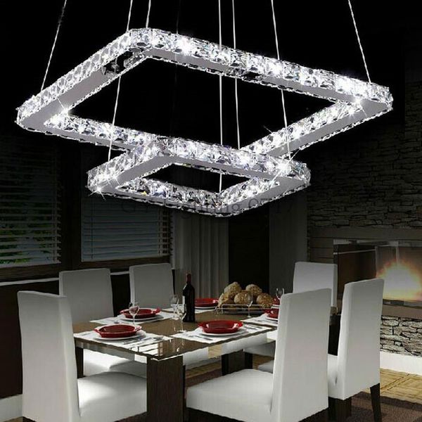 

ac100 110v 120v 220v 240v squre or rectangle led crystal hanging lights modern chandelier pendant lamps led lustre suspension luminaire