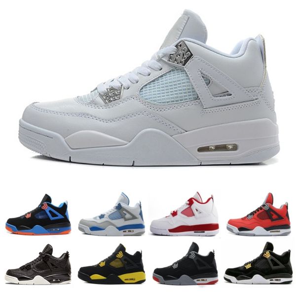 

оптовая 4 4s pure money баскетбольная обувь мужская 4s кактус джек bred raptors белый цемент спортивные кроссовки автоспорт спортивные кросс, White;red