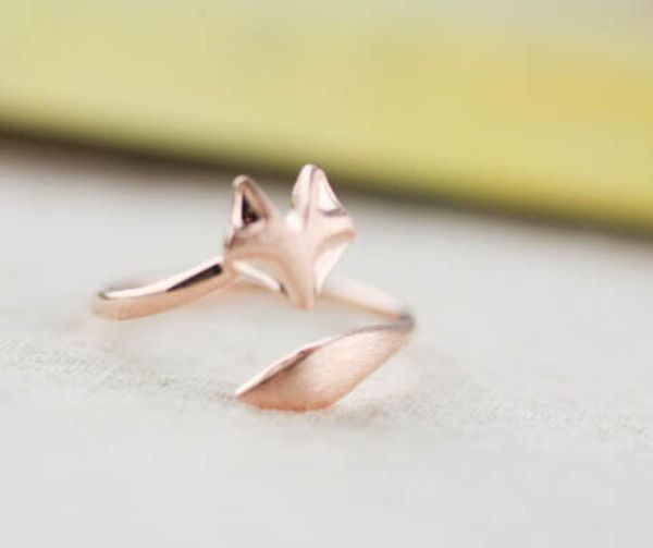 

fashion fox's head ring face and tail wire drawing processing fox rings for women wholesale ing, Silver