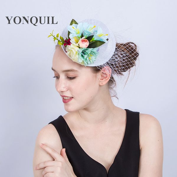For Select Lady Mini Silk Flower Top Hats Cap Veils Fascinator