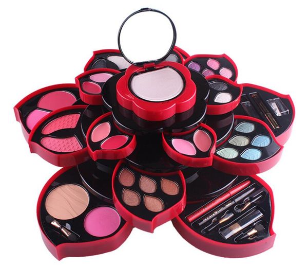 

Miss Rose Eyeshadow Palette Average Pot Plum Blossom Rotary Eye Shadow Glitter Matte Brush Cosmetic Box Case Makeup Tools