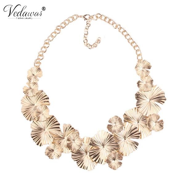 

vedawas bohemia statement chains necklaces for women jewelry golden silver flower link chain necklace for female gifts xg1997