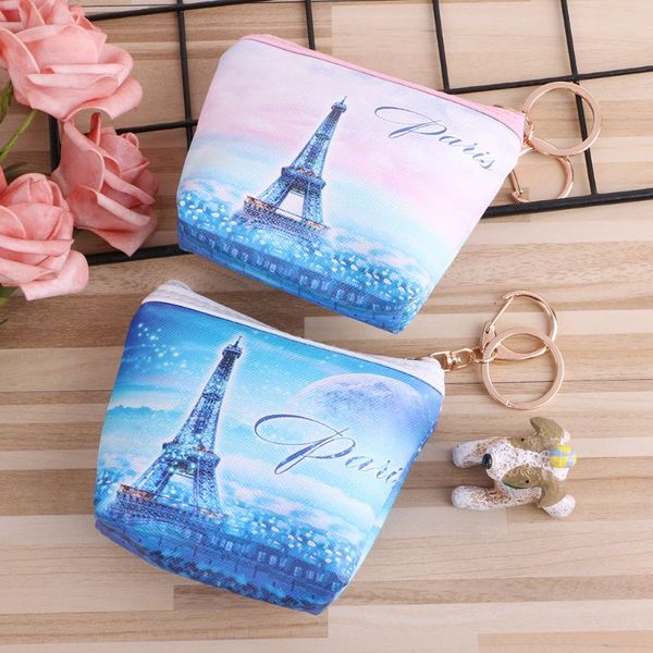 

fashion women girls printed change coin purse zipper wallet key holder pouch, Red;black