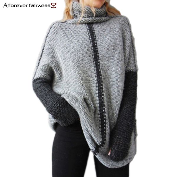 

a forever 2018 autumn new women fashion turtleneck collar sweater women long sleeve sweaters stcihing knitted sweaters -873, White;black