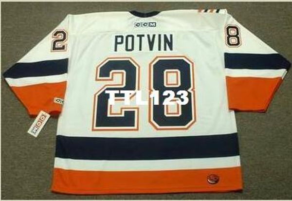 

men #28 felix potvin new york islanders 1999 ccm hockey jersey or custom any name or number retro jersey, Black;red