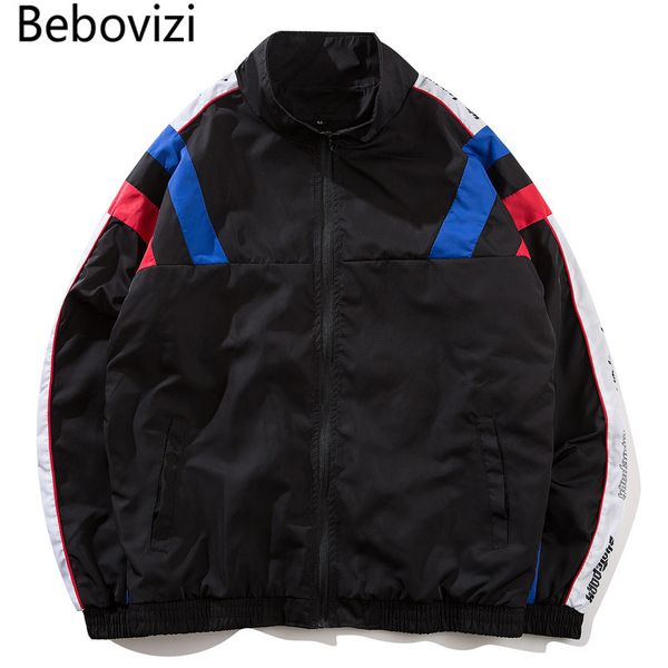 

bebovizi brand 2018 women men hip hop zip up track jacket men patchwork windbreaker jackets street casual jackets male coat, Black;brown