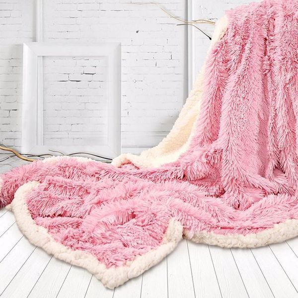 

130*160cm winter fluffy throw blanket super soft long shaggy fuzzy faux fur warm elegant cozy solid blanket bed sofa