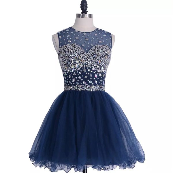 

latest navy blue short homecoming dresses 2018 beaded crystal appliques a-line prom cocktail graduation gown qc1233, Blue;pink