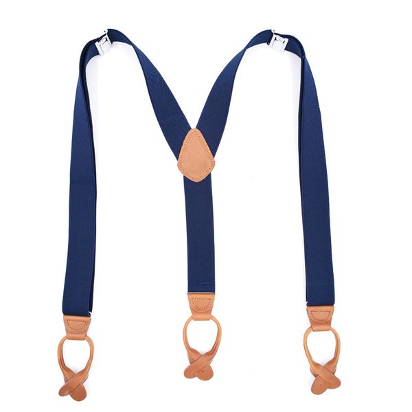 

6 clips leather y buckle braces men shirt stay locking clamps button suspenders adjustable trousers strap garter holder, Black;white