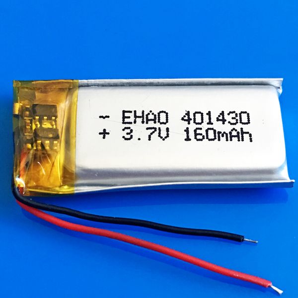 Batería recargable de polímero de litio LiPo de 3,7 v y 160 mAh con protección de borad para mini altavoz Mp3 bluetooth Grabadora de auriculares 401430