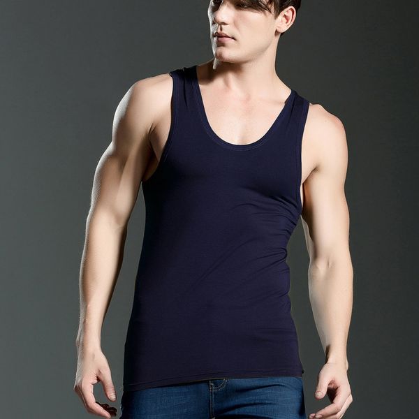 

Casual 3 Pcs Men's Close Fitting Vest Fitness Elastic Casual O Neck Breathable H Type All Cotton Solid Color Undershirts Male Tanks
