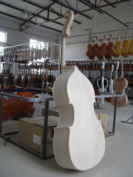 

3/4 upright double bass white unfinished solid maple spruce wood hand made