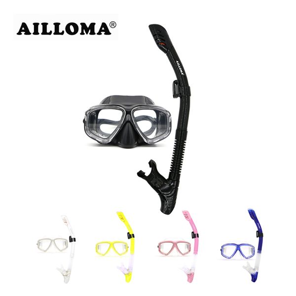 

ailloma professional scuba diving mask tube silicone waterproof anti fog underwater snorkeling diving masks and snorkels set