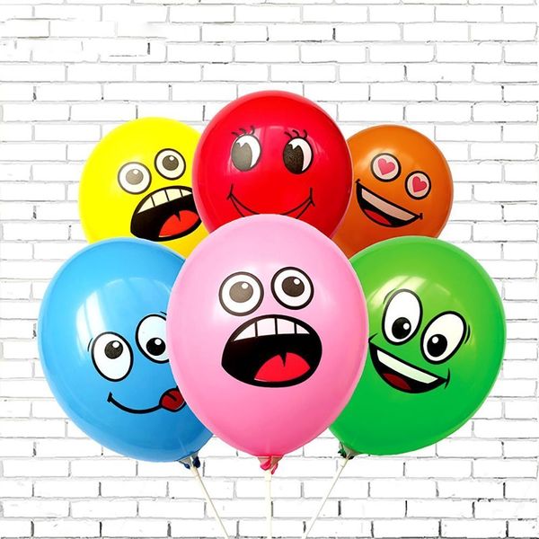 

wholesale 100pcs 12 inch big eyes smiling face balloon thick balloon big eyes smile printing balloon birthday wedding decoration