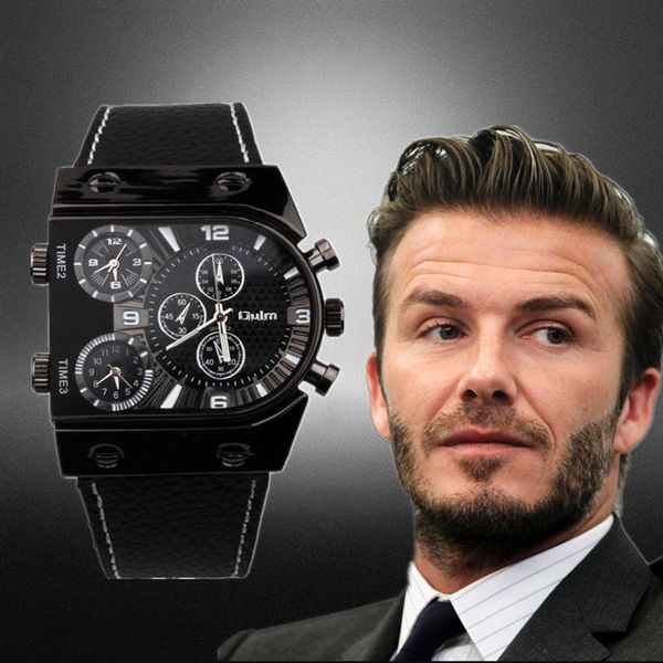 

oulm watches 9315 sports military casual leather strap men wristwatch male multi-time army quartz zone watch clock men's watch nacin, Slivery;brown