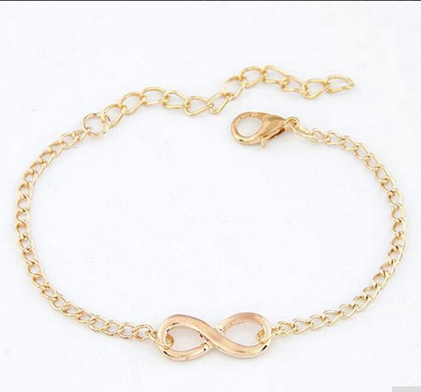 

popular plating gold metal cross infinite bracelet bangle charm chain bracelets jewelry for women 2 color statement bangles, Golden;silver