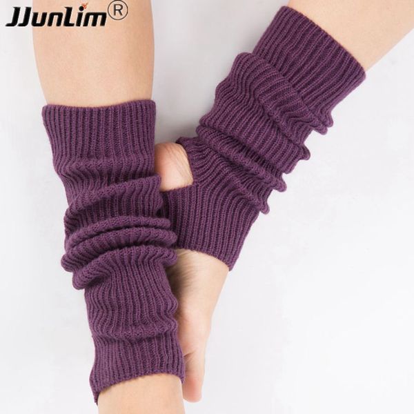 

women yoga socks knitting long sleeve stocking socks athletic sport pilates latin dance ballet warm leg cover, Black