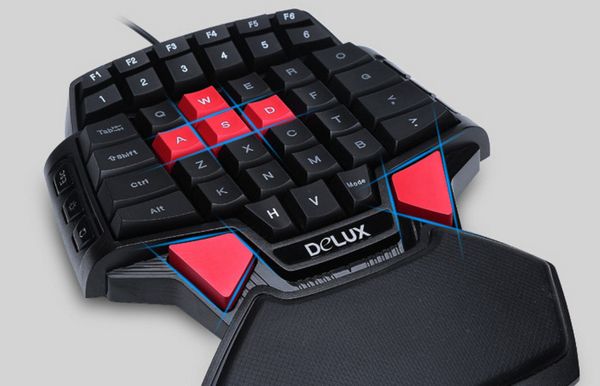 

delux t9u one hand проводная клавиатура 41 стандартные клавиши одной рукой клавиатура со светодиодной подсветкой для lol dota 2 game player