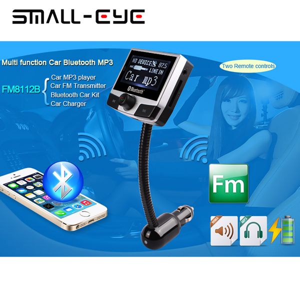 

small-eye selling bluetooth handscar kit fm transmitter lcd display remote control support music play charging
