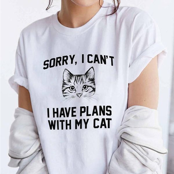 

women cat letters printed solid color casual tshirts summer female crew neck tees short sleeve ing, White