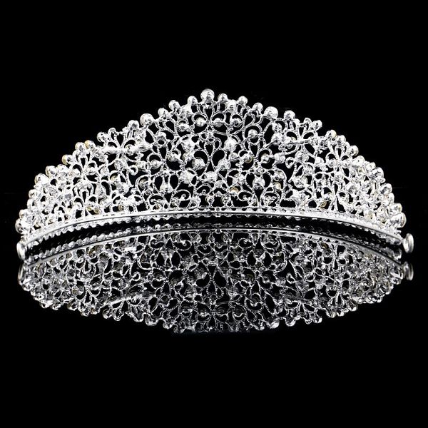 Sprudeln silberne Hochzeitsdiamante Festzug Tiaras Haarbandkristall Brautkronen für Bräute Haarschmuck Kopfstück178x