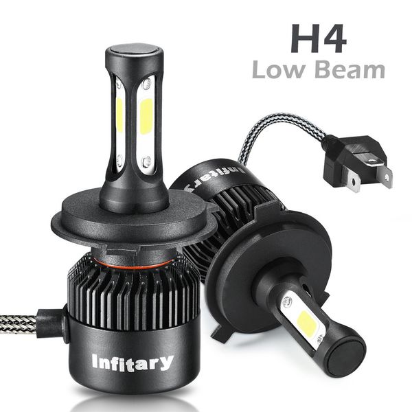 

2pcs infitary h4 led car headllight h4 9003 hb2 hi-lo beam light 72w 8000lm 6500k 12v/24v auto headlamp lamps