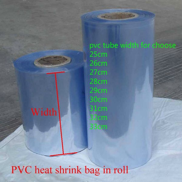 

1kg lot 2532cm width pvc heat shrink wrap tube wholesale in roll clear plastic polybag gift cosmetics packaging diy cut