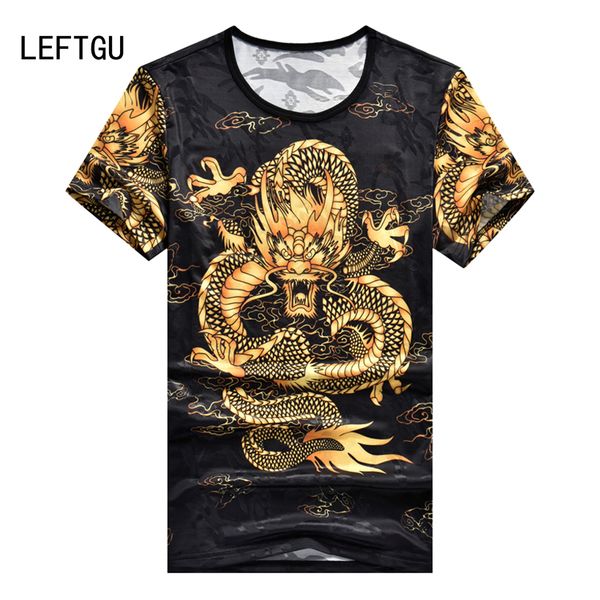 

fashion 2018 new men's slim fit tshirts chinese dragon style sweatshirt non-ironing funny 3d printing short sleeve t shirt men, White;black