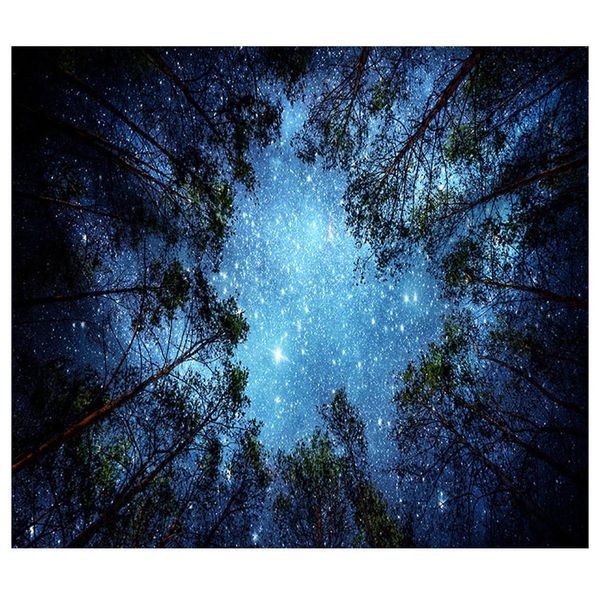 

forest trees and stars starry sky fabric wall hanging tapestry decor polyester curtains plus long table cover