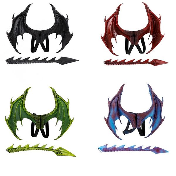 Unisex Halloween Carnival Party Kids Dragon Cosplay Set Wings and Tail Child