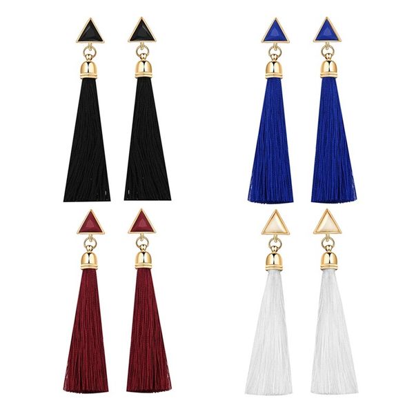 

famshin bohemian women ethnic hanging rope tassel earrings gir women gift wedding party drop earrings fashion beautiful jewelry, Silver
