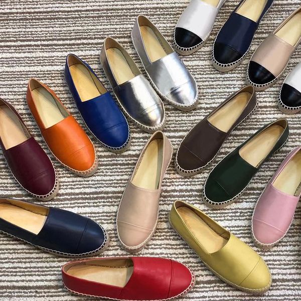 

women leather Espadrilles flat shoes Designer shoes two tone Canvas classic Loafers Real Lambskin Summer trainers multicolor Size 34-42