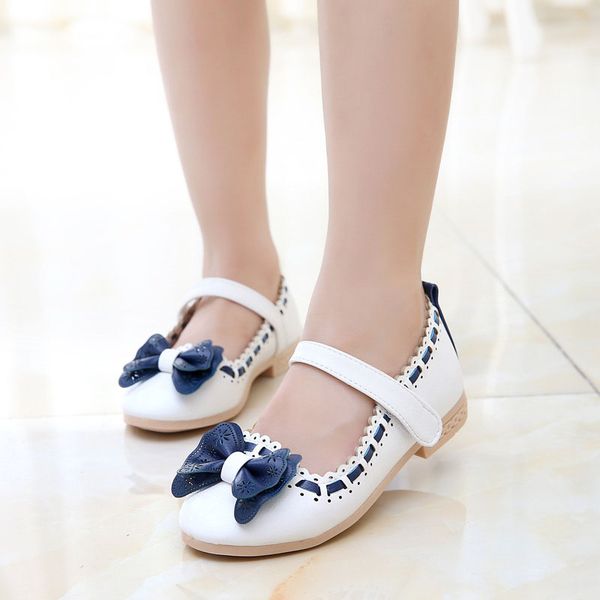 

2019 new princess child girl shoes sweet bow pu leather child spring summer shoes children' wear infants flat, Black;grey