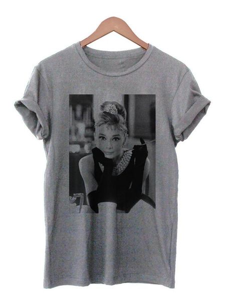 

audrey hepburn t shirt men women classic actress vintage old school tee shirt fashion, White;black
