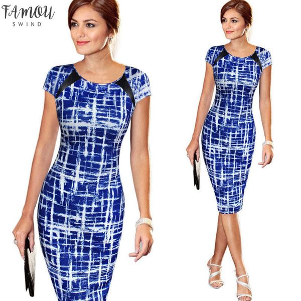 

uk женщин с коротким рукавом vintage bodycon платье дамы вечер партия plaid midi plus size, Black;gray