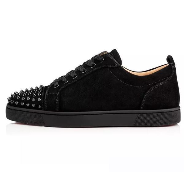 

2019 red bottom luxury designer brand studded spikes flats casual shoes shoes for men and women party lovers genuine leather sneakers cu01, Black