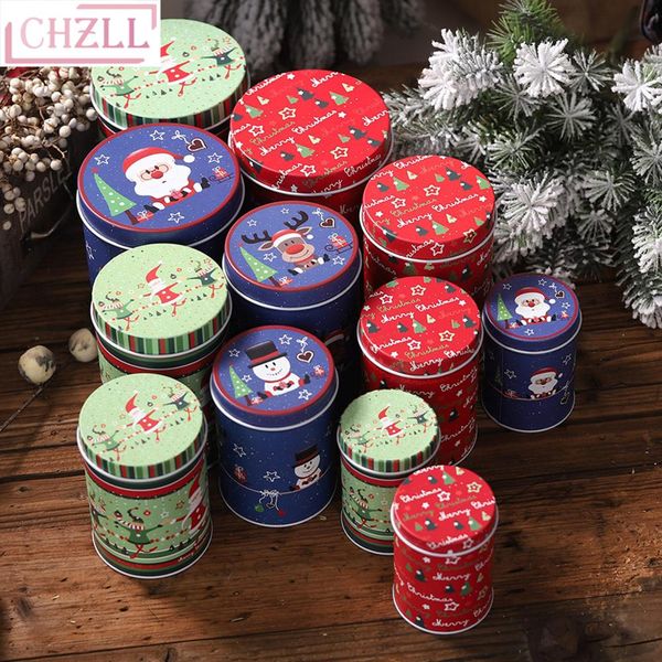 

chzll metal round christams candy boxes christmas decor for home santa claus xmas elk deer gift boxes noel present gift navidad