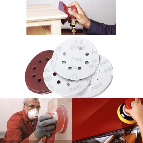 

25pcs 5 inch 400 grit sanding disc hook loop sandpaper sand sheets 8 holes disk sand dremel sheets grit